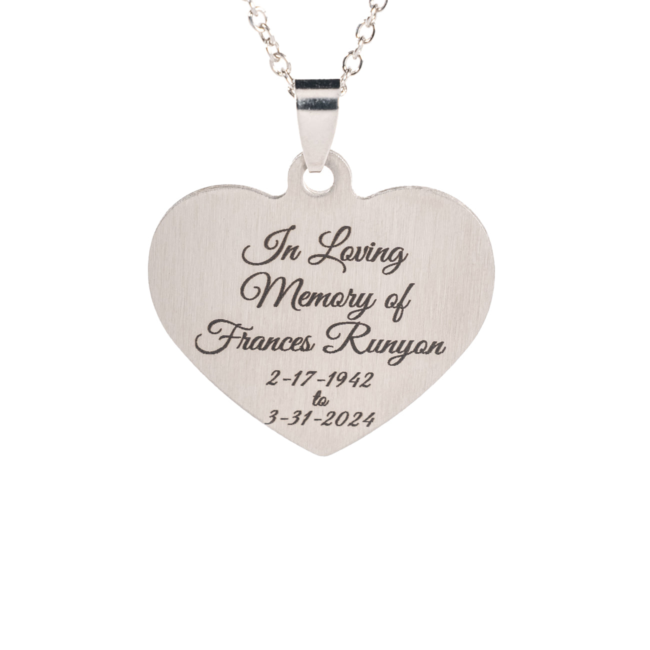 Large Stainless Steel Heart Pendant with Custom Phrase