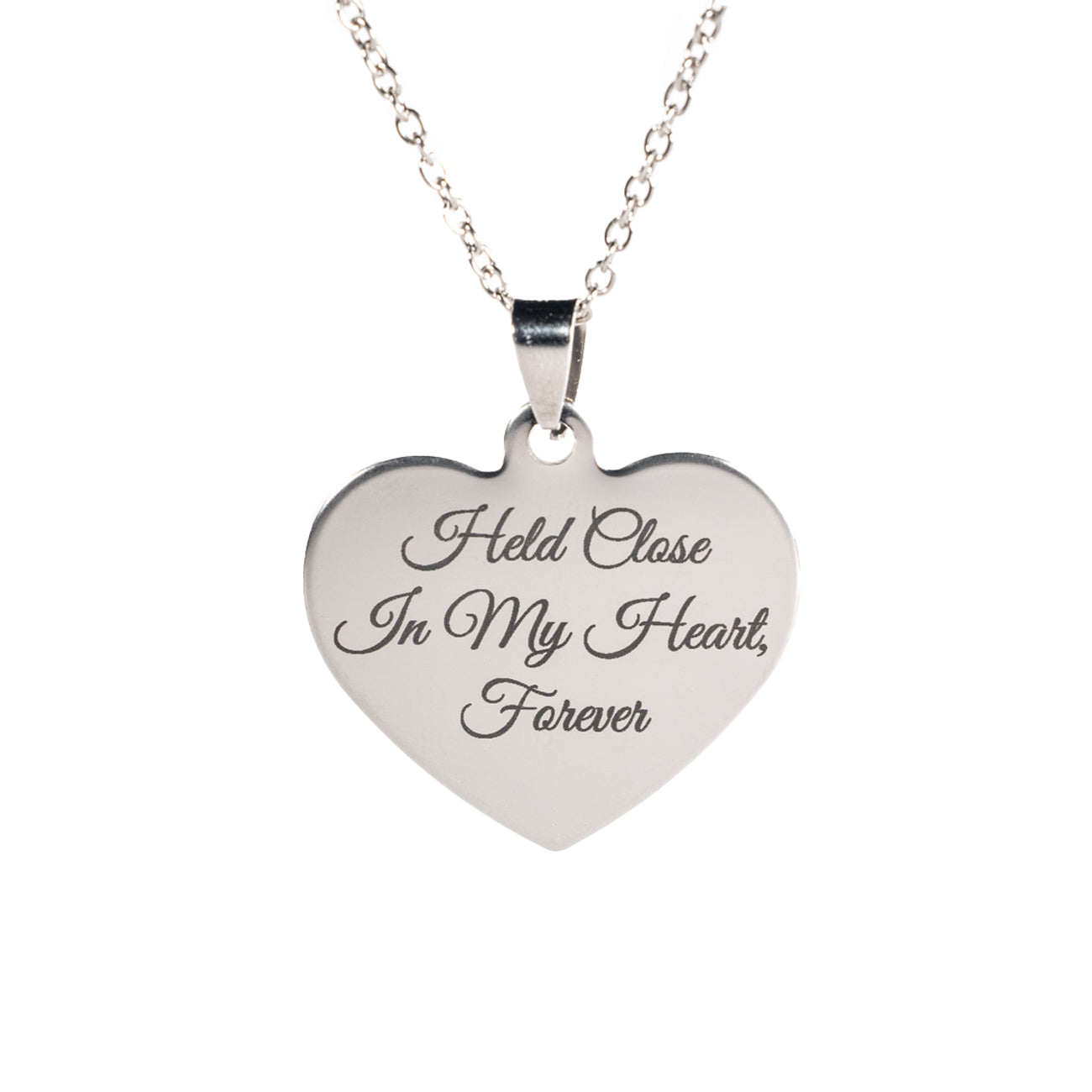 Large Stainless Steel Heart Pendant with Custom Phrase